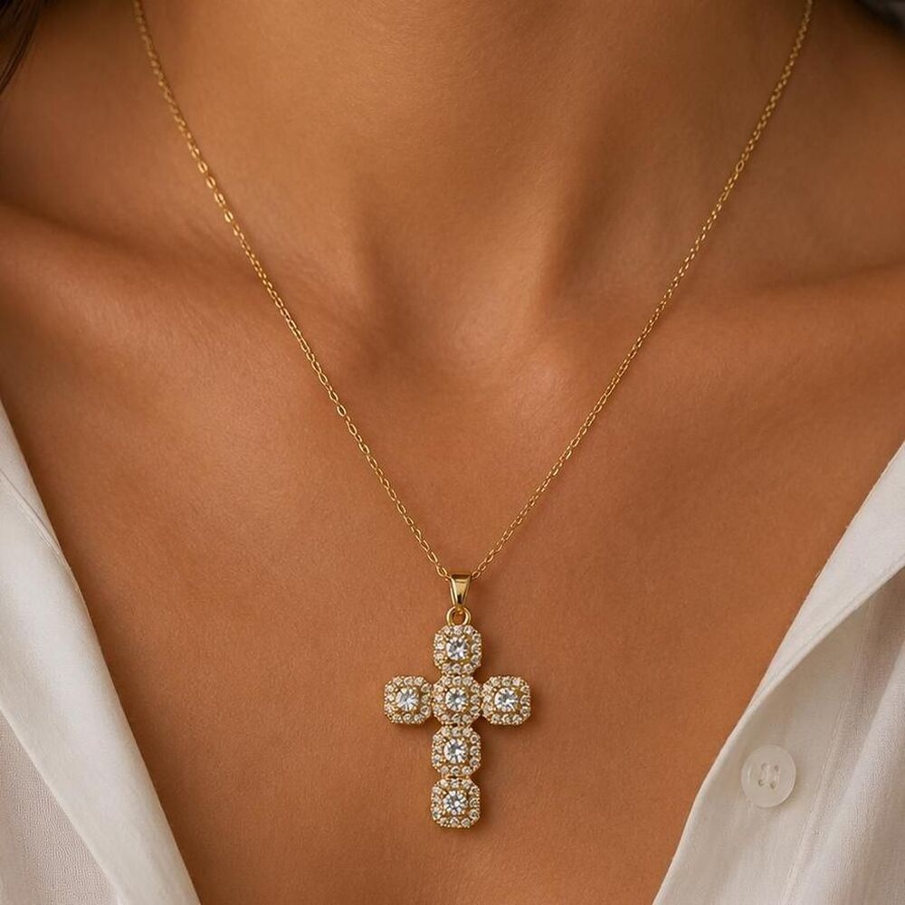crystal cross necklace D70